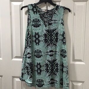 Bobbie Brooks Green Graphic Tank Dress Relaxed Fit